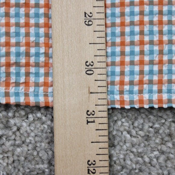 Orvis Seersucker Shirt Mens XL Orange/Blue Active Fit Poly/Nylon S/S Button Down - Picture 13 of 15